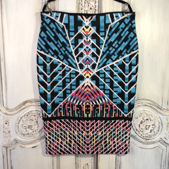 Bisou Bisou Michele Bohbot Body Con Graphic Pencil Skirt Size XL - Picture 4 of 9